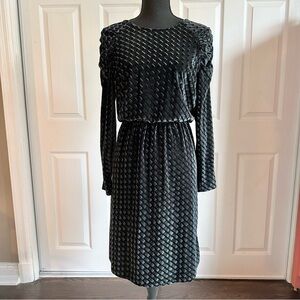 Who What Wear Black Textured Velvet Long Sleeve Dress